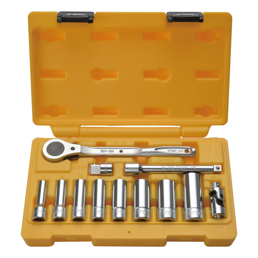 TOP Kogyo Surface Deep Socket Wrench Set, 9.5mm Drive DWS-308RS