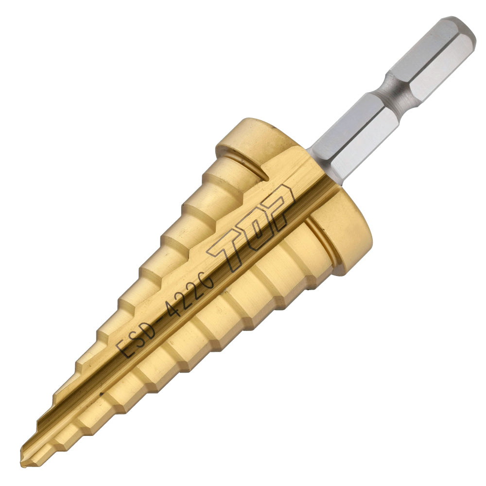 TOP Kogyo Hex Shank Step Drill with Titanium Coating 4 to 22mm ESD-422G