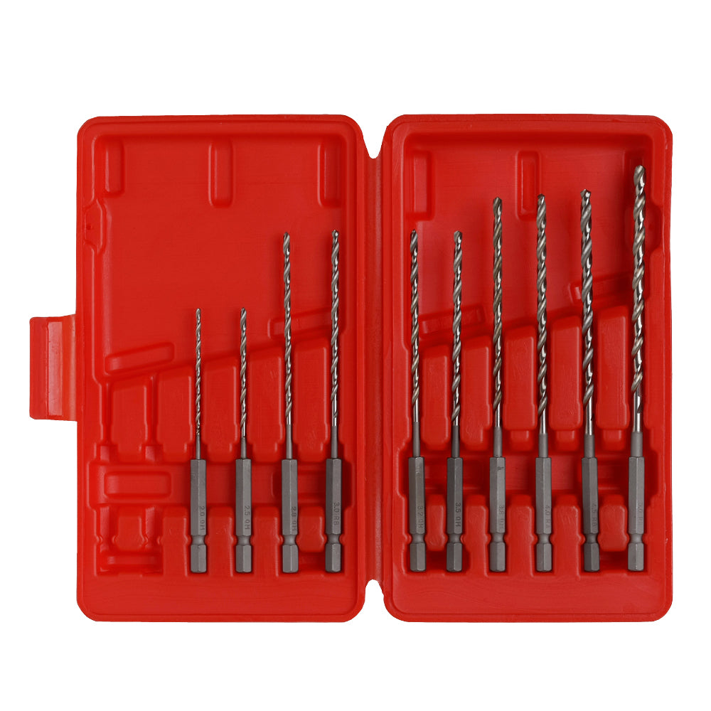 TOP Kogyo Hex Shank Long Metalworking Drill Bit Set 10pcs ETD-2050LS