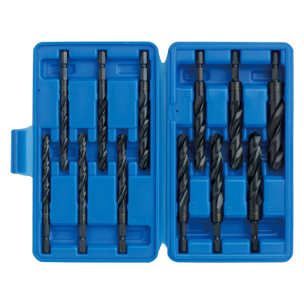 TOP Kogyo Hex Shank Large Diameter Iron Drill Bit Set (12 Pieces) ETD-715S