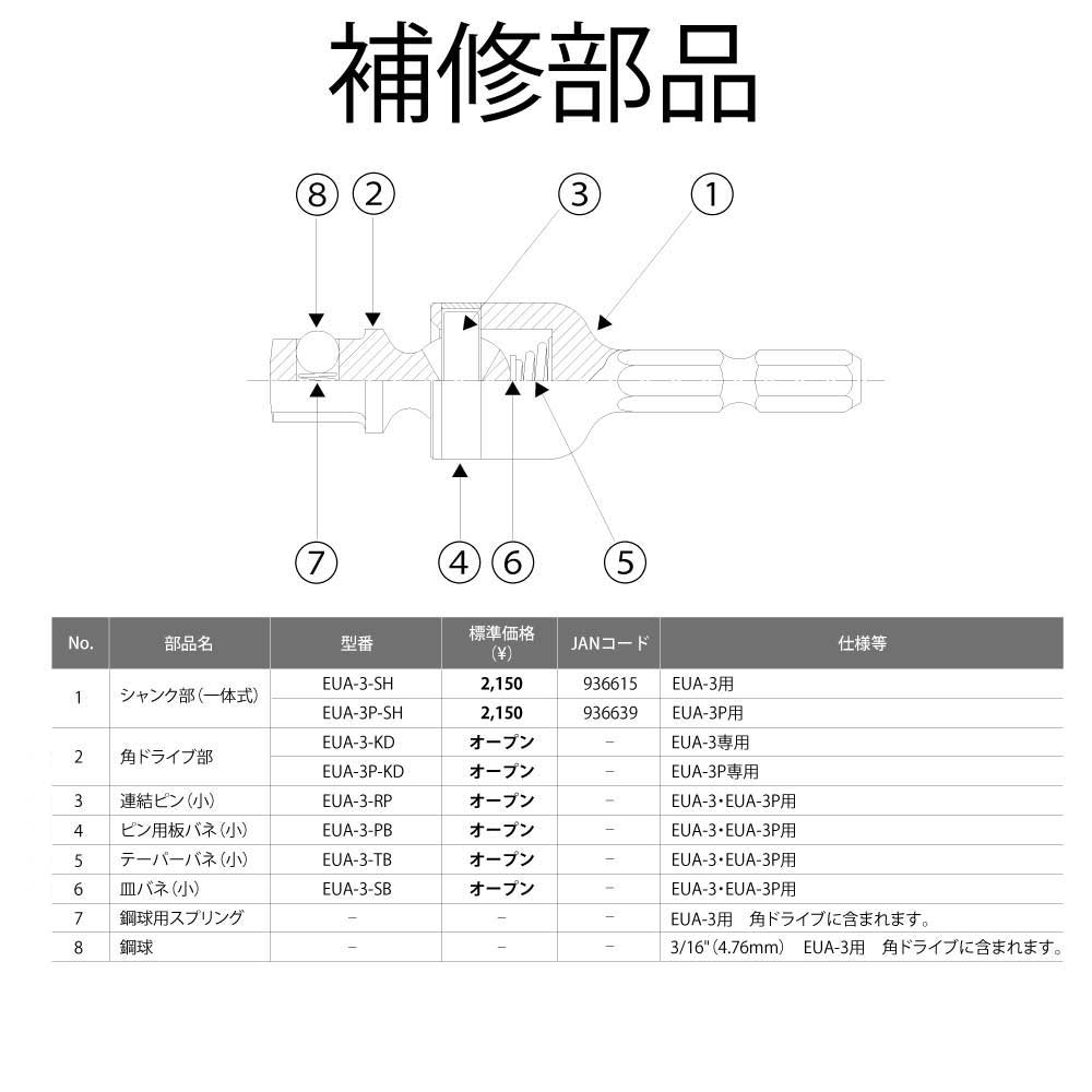 TOP Kogyo Universal Impact Socket Adapter 9.5mm Drive EUA-3P