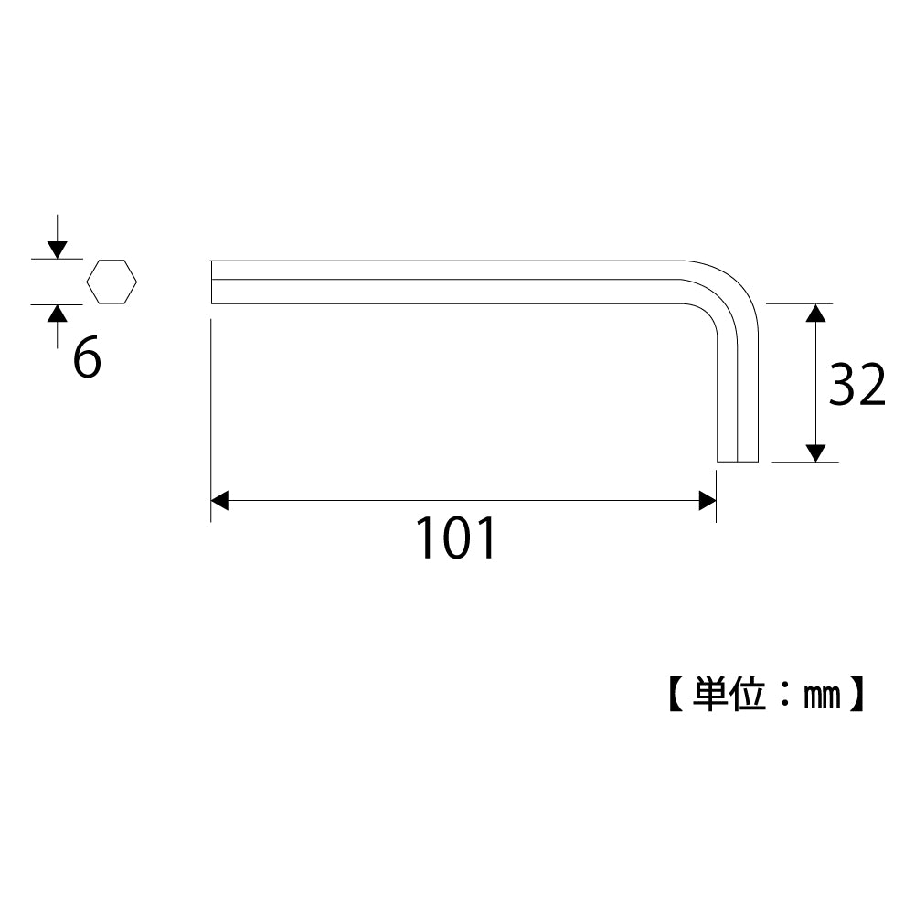 TOP Kogyo Standard Hex Key Wrench 6.0mm HES-60