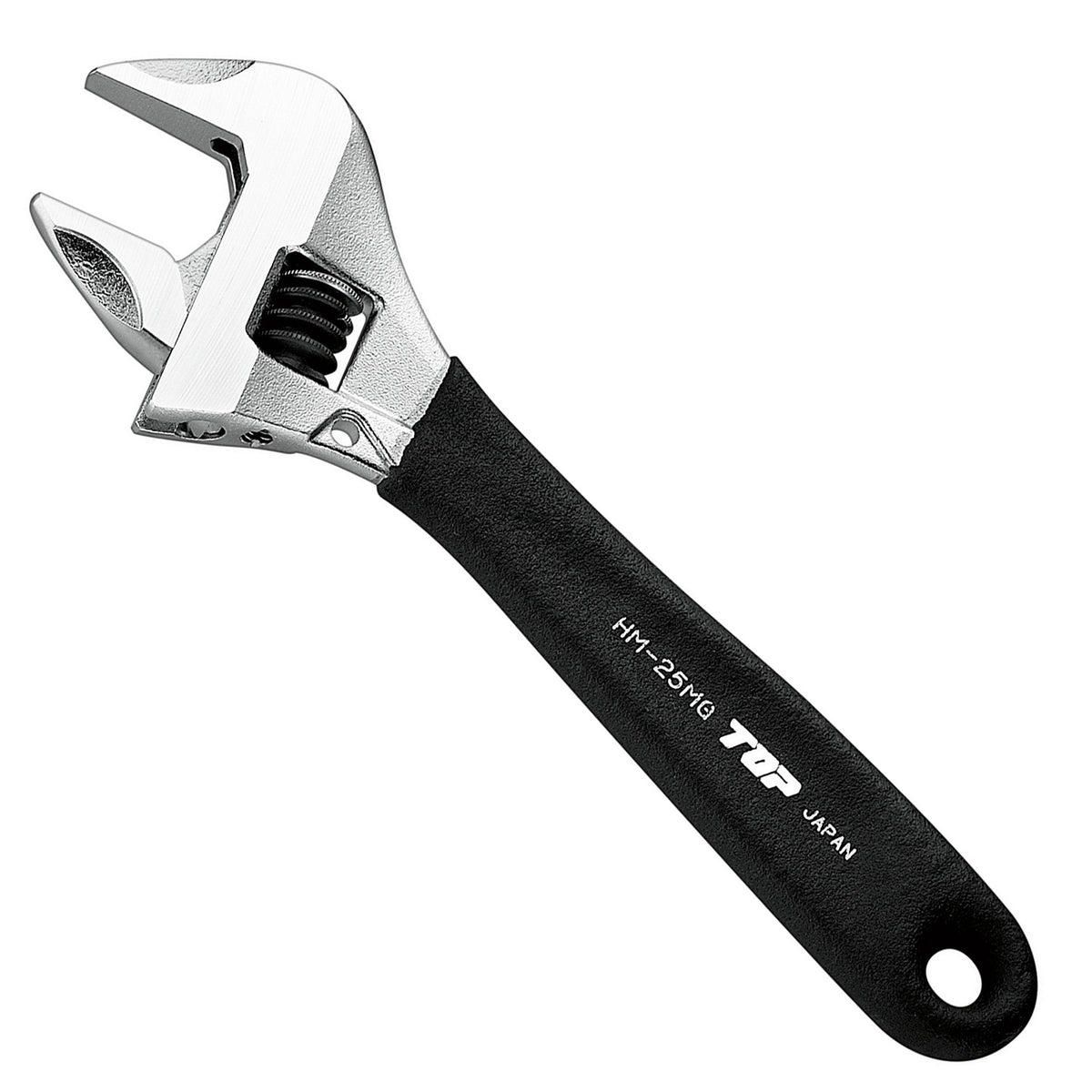 TOP Kogyo Work-Wide Adjustable Wrench with Grip 25mm Jaw Opening, Black Grip HM-25MGBK