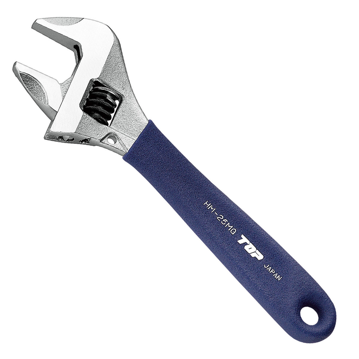 TOP Kogyo Work-Wide Adjustable Wrench with Grip 25mm Jaw Opening, Navy Grip HM-25MGNB
