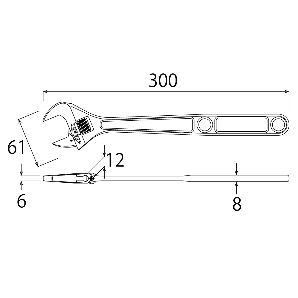 TOP Kogyo Air-Wide Adjustable Wrench for HVAC 300mm HY-32L
