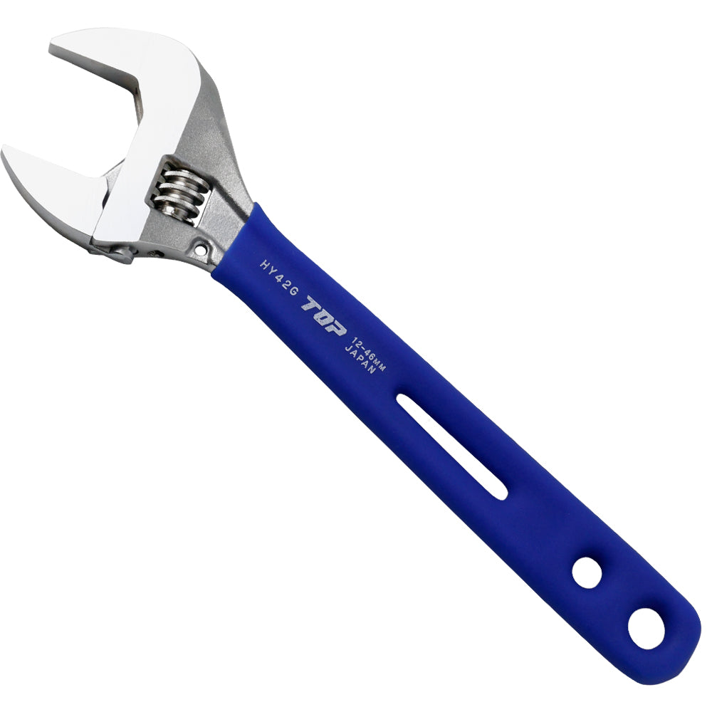 TOP Kogyo Eco-Wide Adjustable Wrench with Grip 46mm Jaw Opening HY-42G