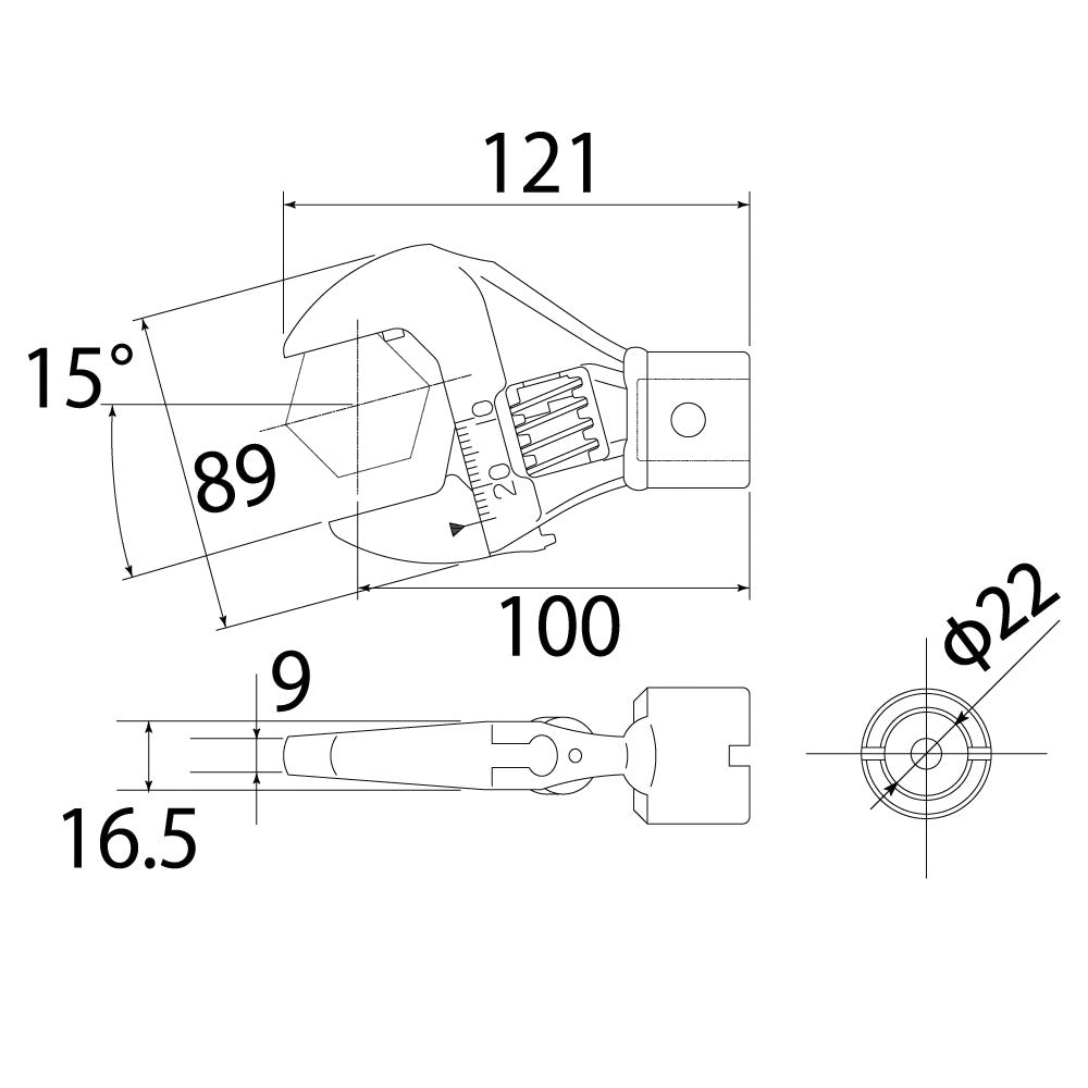 TOP Kogyo Adjustable Torque Head with Scale, 17 to 49mm Jaw Opening HY49-22TH
