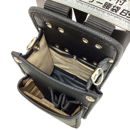 Marukin Leather Waist Pouch with Inner Pocket, Type B II, Black