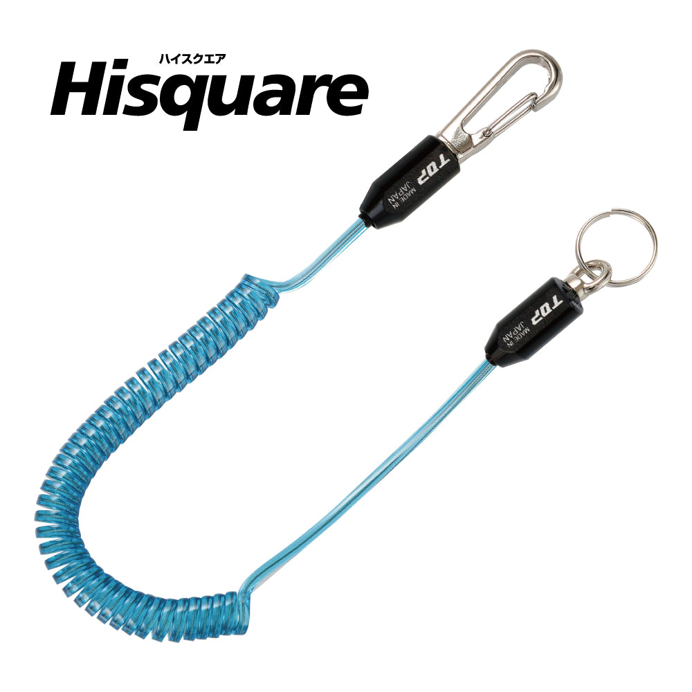 TOP Kogyo Hi-Square Slim Square Coil Safety Cord Fluorescent Blue SFC-212SB
