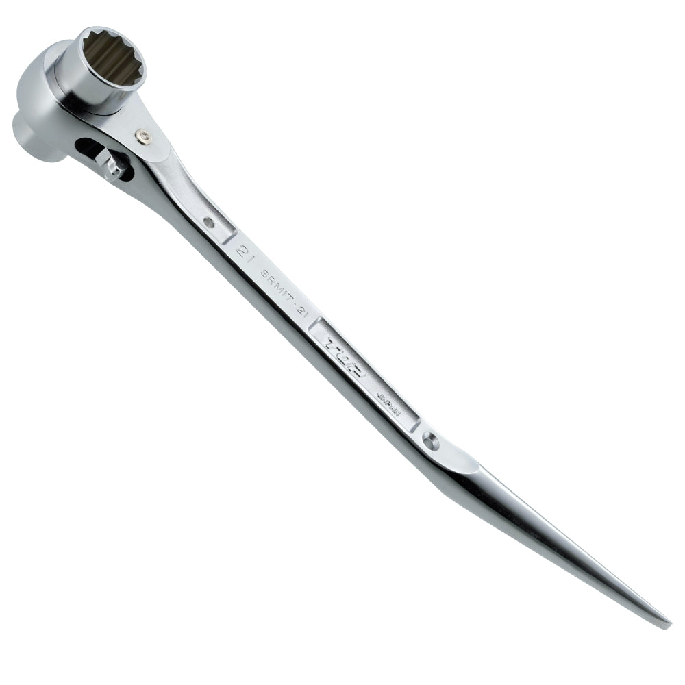 TOP Kogyo Scaffolder's Stainless Steel Ratchet Wrench 17 x 21mm SRM-17X21BT