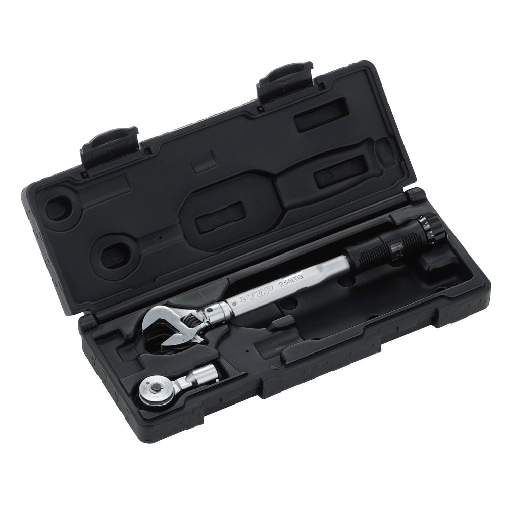 TOP Kogyo Torque Wrench Set with Grip, Adjustable and Ratchet Heads 5 to 25N·m TS-25NTG