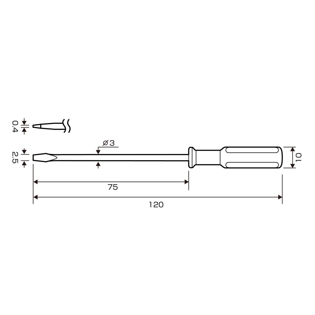 Anex Precision Flathead Screwdriver -2.5x75 1220