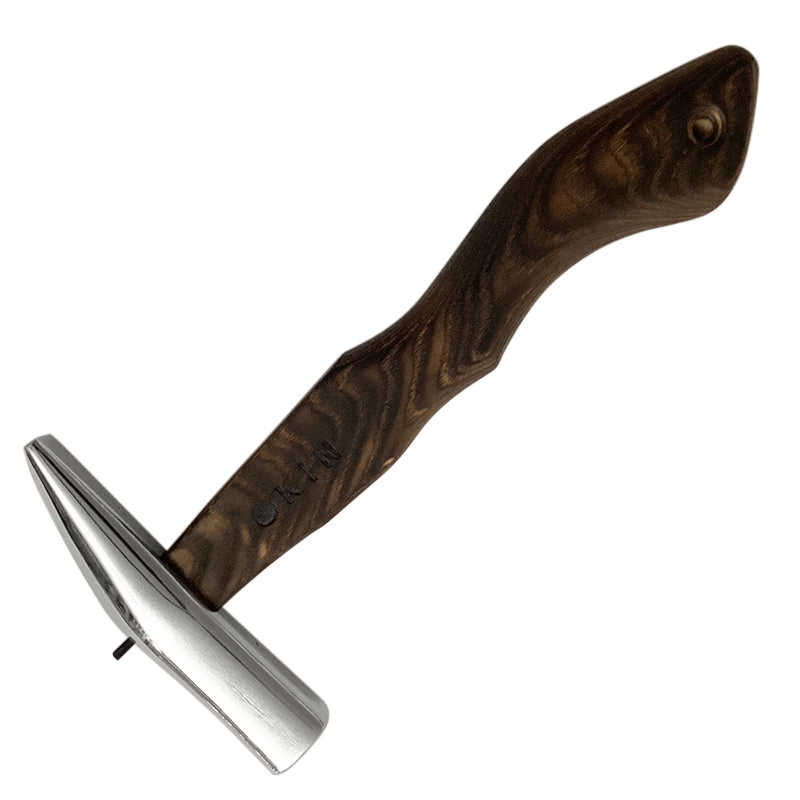 Marukin Sheet Metal Hammer, Stainless Burikiya 21mm, Burnt Finish, Wave-Curve, 250mm Short