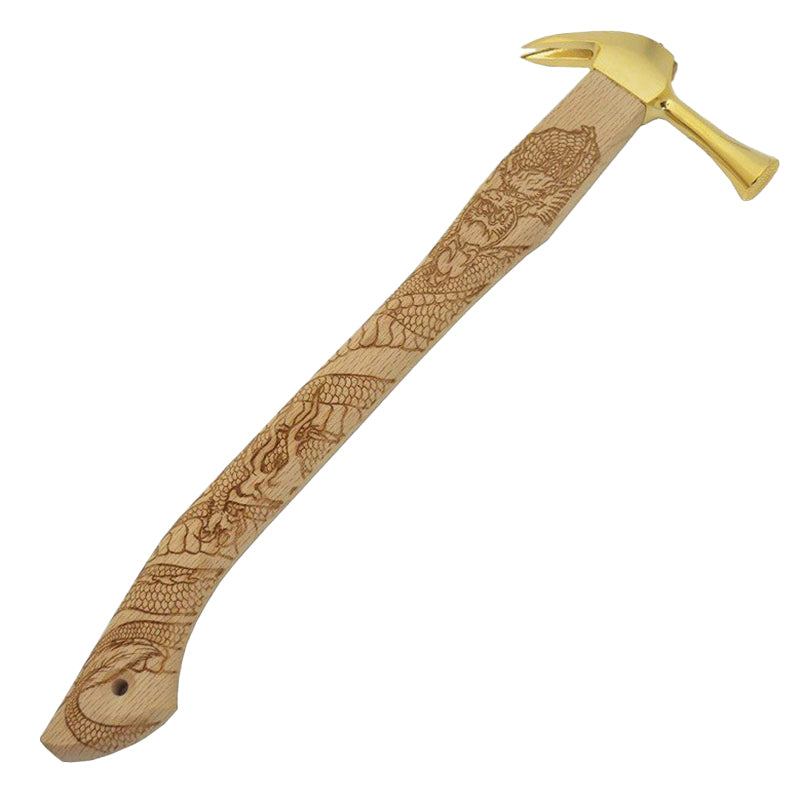 Marukin Kariwaku Hammer, Gold, Milled Face, Small Head, Straight, Coiled Dragon, 450mm