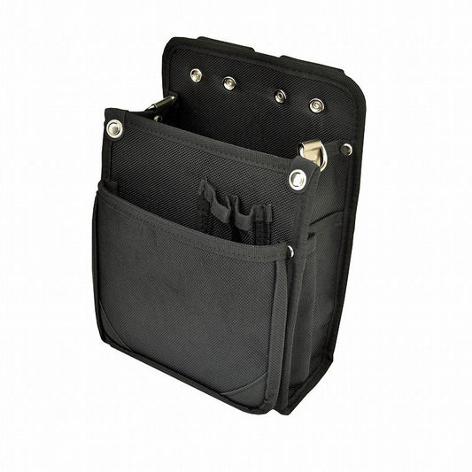 Marukin Nylon Waist Pouch with Inner Pocket, 2-Tier, Type B, Black