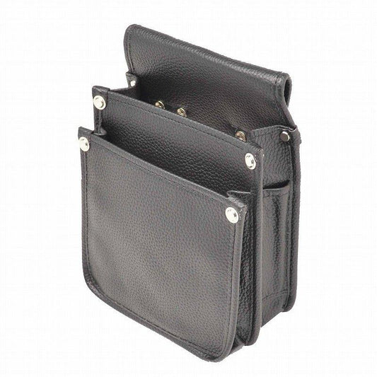 Marukin Leather Waist Pouch with Inner Pocket, Type A, Black