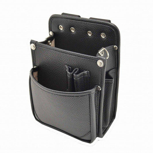 Marukin Leather Waist Pouch with Inner Pocket, Type B, Black