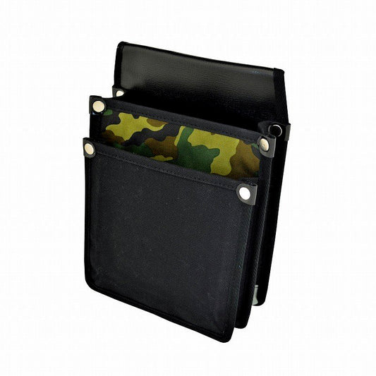 Marukin Canvas Waist Pouch with Inner Pocket, Olive Camouflage Pattern, Black YK-15