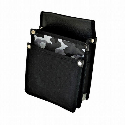 Marukin Canvas Waist Pouch with Inner Pocket, Gray Camouflage Pattern, Black YK-16