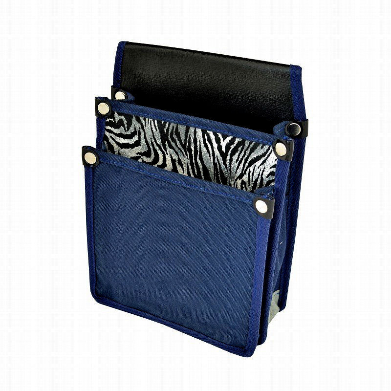 Marukin Canvas Waist Pouch with Inner Pocket, Gray Tiger Pattern, Navy YK-21