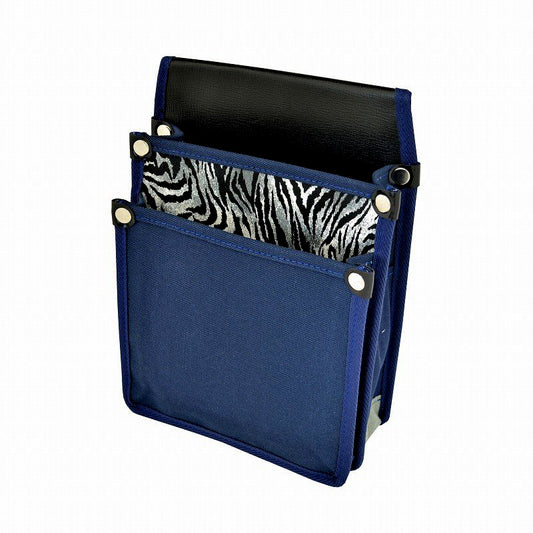 Marukin Canvas Waist Pouch with Inner Pocket, Gray Tiger Pattern, Navy YK-21