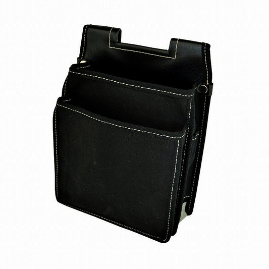 Marukin Canvas Waist Pouch with Inner Pocket, Rounded Corners, No Rivets, Black