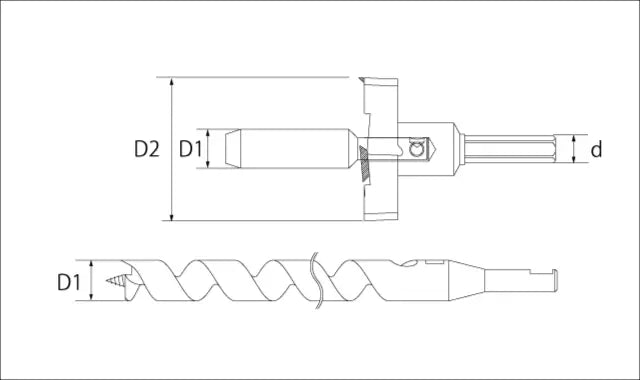 Star-M T.C.T. Replaceable Blade Counterbore Bit - With Drill: Guide x Cutter + Drill 15X60 28K-D1560